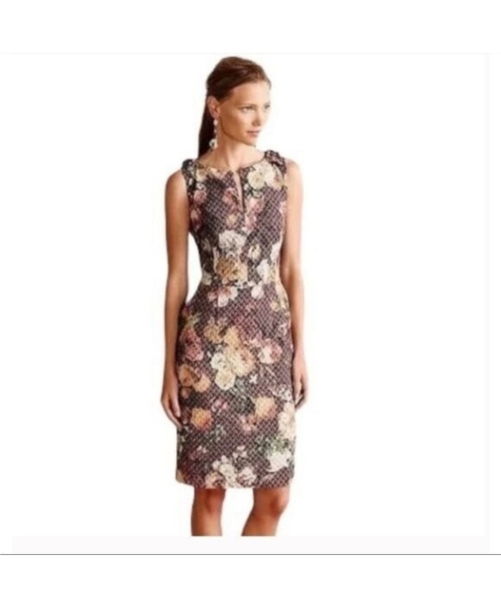 Anthropologie Tabitha Brown Floral Textured Midi Sheath Dress